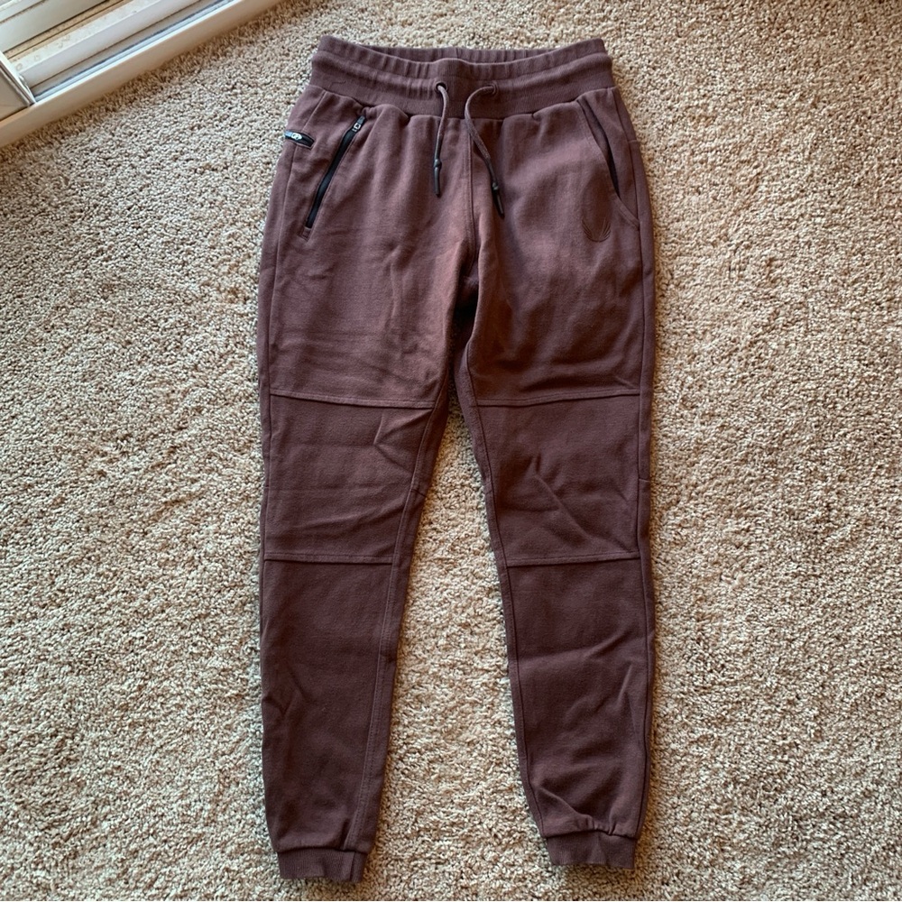 ASRV Aesthetic Revolution Jogger Pants Brown Mauve Cotton Terry Drawstring